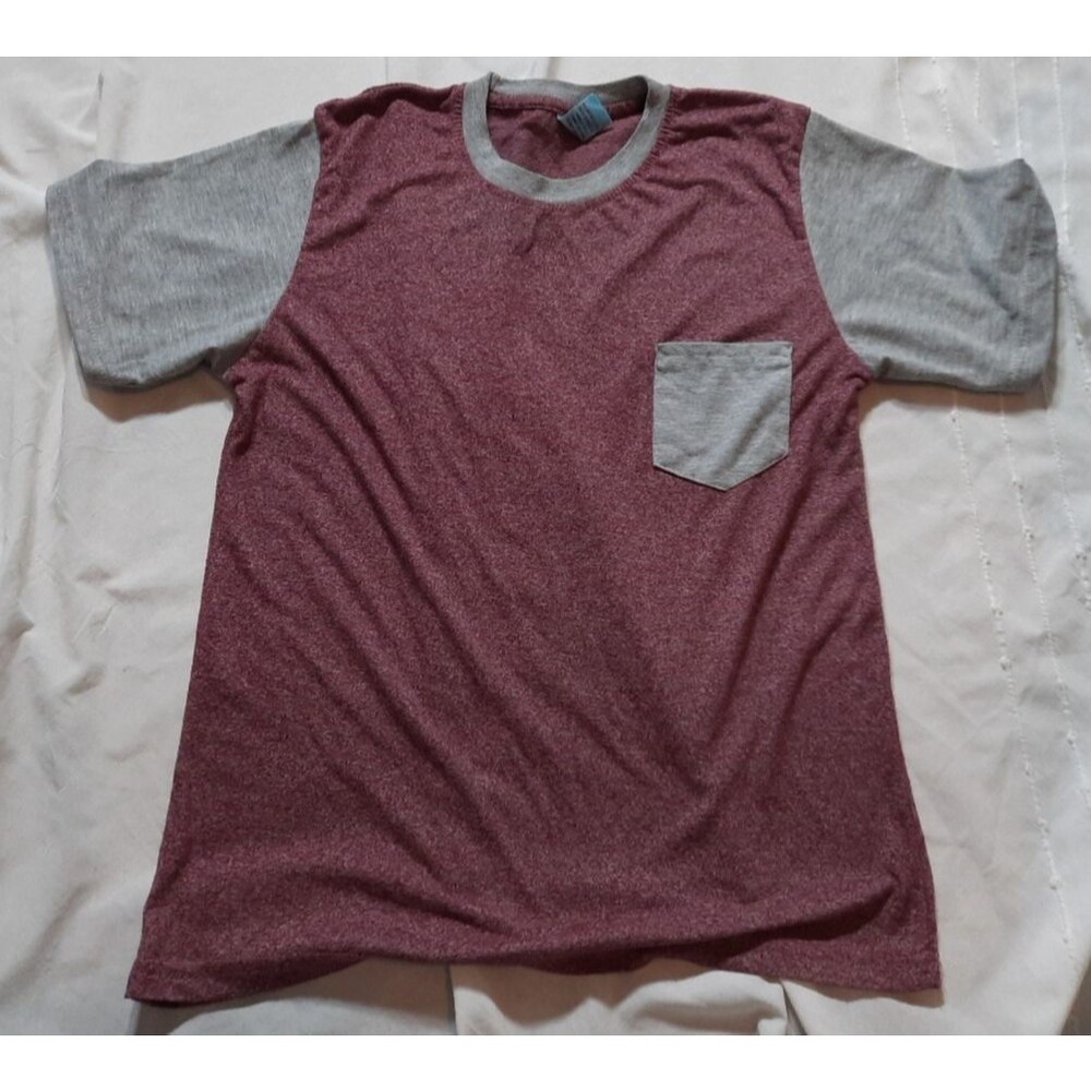 Boys Silverstone Plum & Gray  Pocket T Shirt Size 14/16
